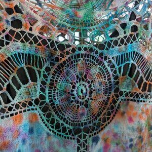 Handmade tie dyed vintage gauze lace top with separate tank L/XL